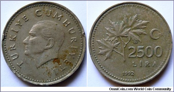 2500 lira.
1992