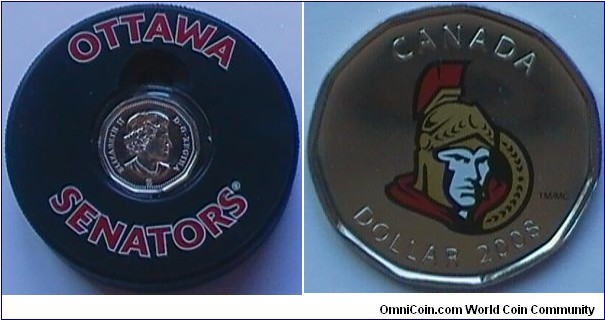 Canada, 1 dollar, 2008 Ottawa Senators NHL $1 Coin Puck Set