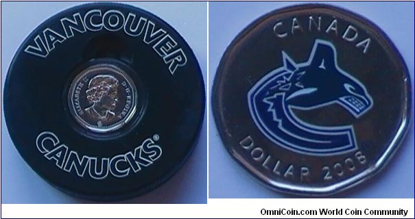 Canada, 1 dollar, 2008 Vancouver Canucks NHL $1 Coin Puck Set