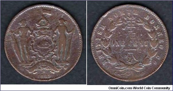 British North Borneo 1 Cent 1882 H KM#2