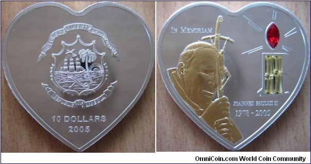 10 Dollars - In Memoriam - 25 g Ag .925 Proof (partially gold plated with 5 Swarovski crystals) - mintage 5,000