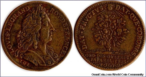 another copper jeton minted at Nurenberg for the `Ordinaires des Guerres' (signed LGL)