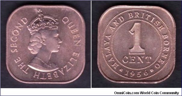 Malaya & British Borneo 1 Cent 1956 KM#5 