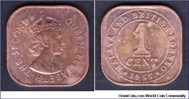 Malaya & British Borneo 1 Cent 1957 KM#5 