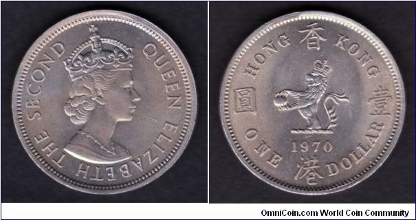 Hong Kong 1 Dollar 1970H KM#31.1 