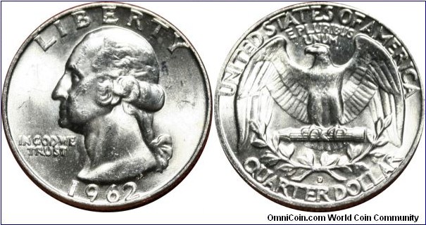 ¼ dollar, 1962-D
