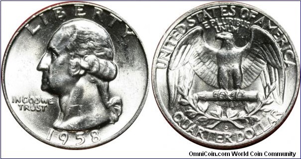 ¼ dollar, 1958-D