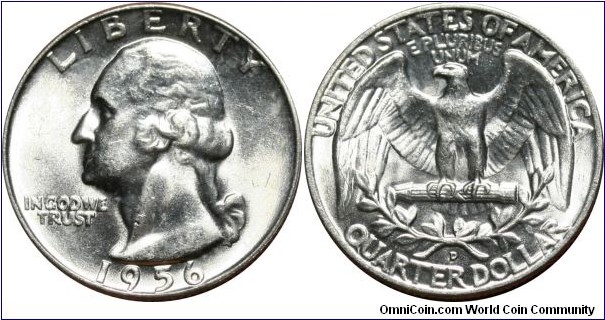 ¼ dollar, 1956-D