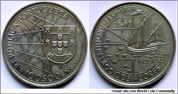 100 escudos.
1989, Discovery of the Azores.
