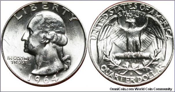 ¼ dollar, 1964-D