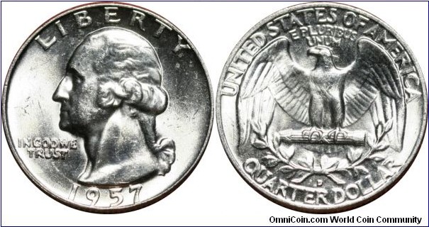 ¼ dollar, 1957-D