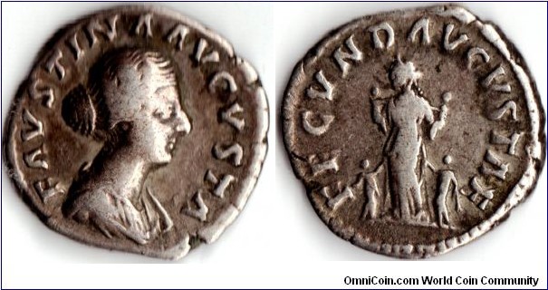 silver denarius of Faustina (junior)