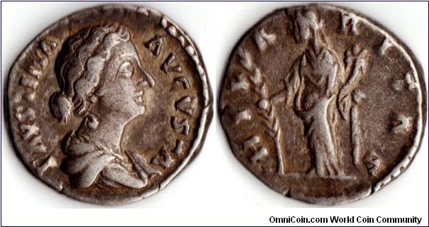 silver jeton of Faustina (junior). Hilaritas reverse