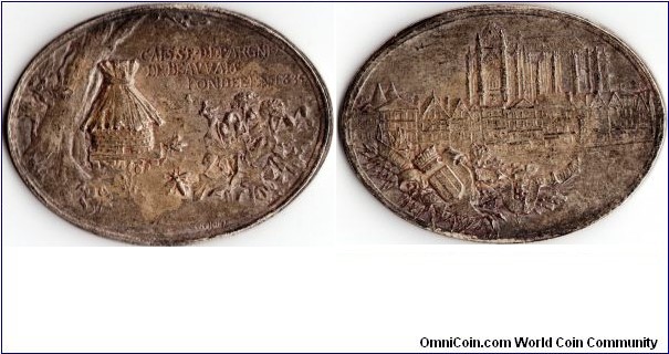 oval silver jeton issued for the Chambre de Commerce, Beauvais.  
