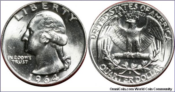 ¼ dollar, 1964-D