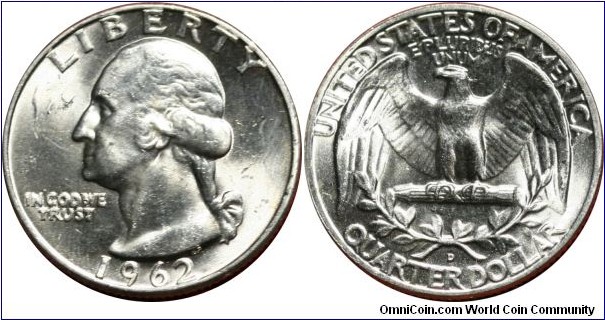 ¼ dollar, 1962-D