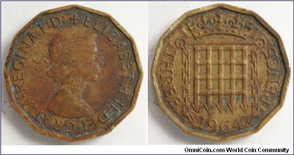 Elizabeth II, Three pence, 22mm, 6.8gr, Mint London