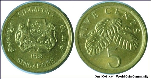 Singapore 5cents 1988