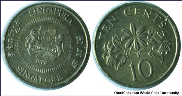 Singapore 10cents 1988