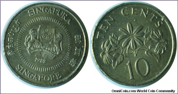 Singapore 10cents 1988