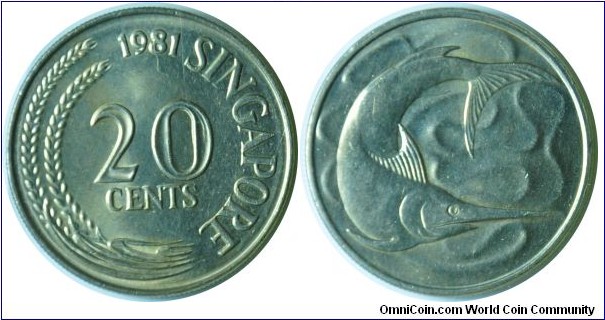 Singapore 20cents 1981
