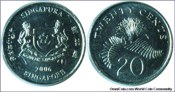 Singapore 20cents 2006