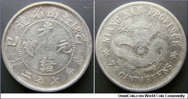 China 1905 Jiangnan Province 7.2 candereens. With inverted 