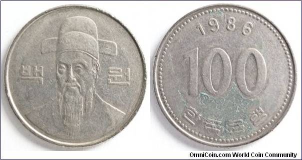 South Korea, 100 Won, 24mm