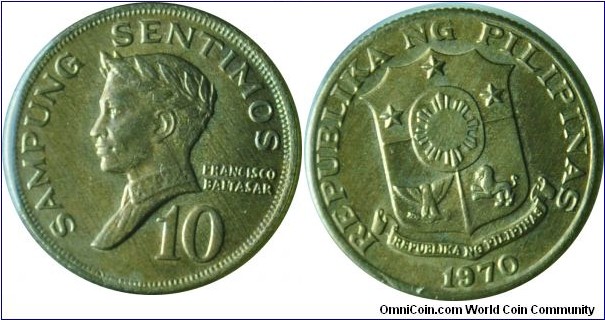 Philippines 10sentimos-Francisco Baltasar-1970
