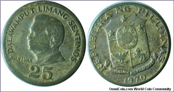 Philippines 25sentimos-Juan Luna-1970