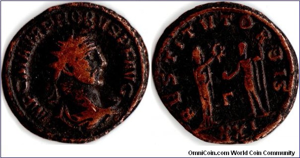 Ae Antoninianus of Probus (276 -282 AD).'Restitut Orbis' reverse.