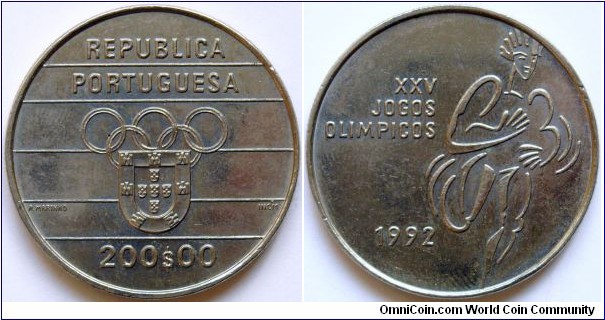 200 escudos.
1992, XXV Olympic Games - Barcelona 1992.