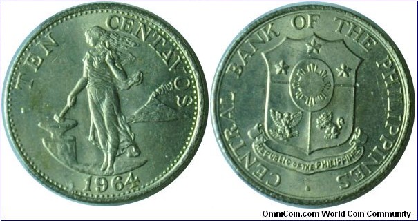 Philippines 10centavos 1964