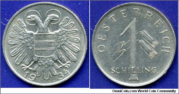 1 schilling.
Austrian Republic.
Mintage 30,641,000 units.


Cu-Ni.