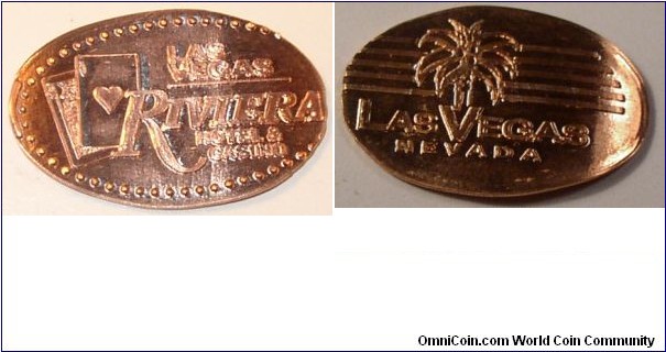 Riviera Casino in Vegas rolled cent. Double sided