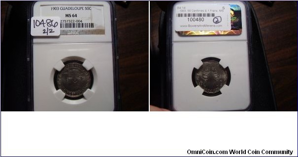 Guadeloup 1903 50 Cents,NGC MS64