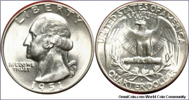 ¼ dollar, 1954-D 