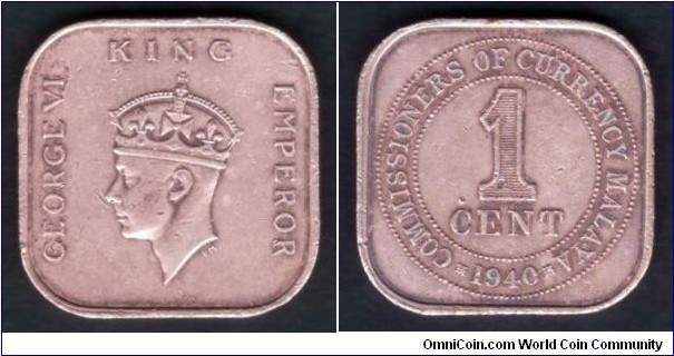 Malaya 1940 KM#2 1 Cent