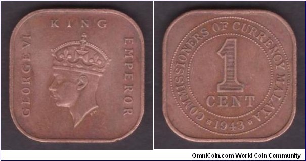 Malaya 1943 KM#6 1 Cent