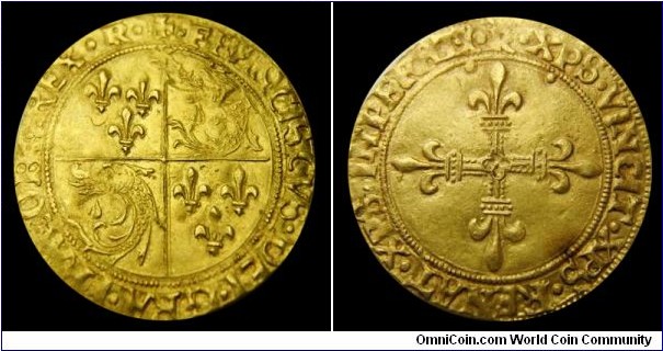 1515-1547 Francois I, France, Ecu D'or du Dauphine.