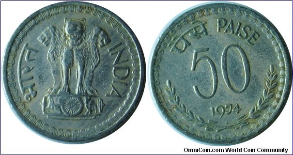 India 50paise 1974