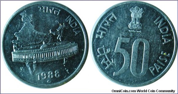 India 50paise 1988