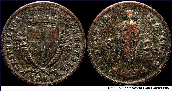 1814 2 Soldi, Genoan Republic.

This would be a filler except that it's the first I've seen of this legend variant.