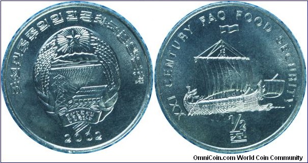 N.Korea 0.5chon FAO. boat -km191- 2002