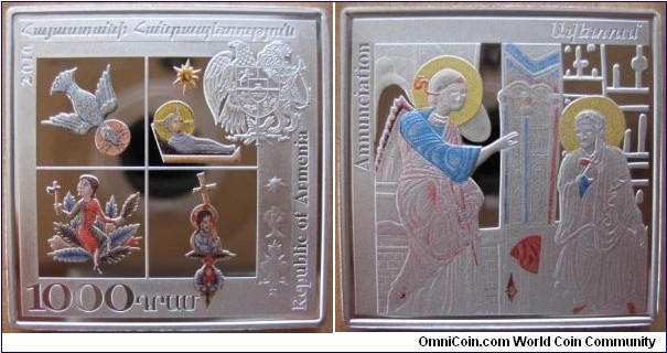 1000 Dram - Annunciation - 31.1 g Ag .999 Proof - mintage 6,000