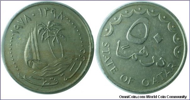 Qatar 50dirhams-km5-
(AH1398)1978