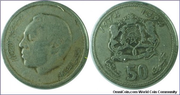 Morocco50santimat -y62- (AH1394)1974