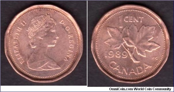 Canada 1 Cent 1989 KM#132 