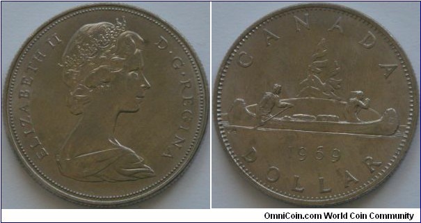 Canada, 1 dollar, 1969 (1968-1969) Regulation Coin Voyageur, Pure Nickel