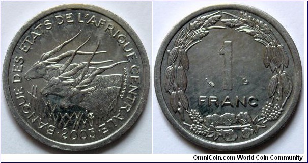 1 franc.
2003, Central African States